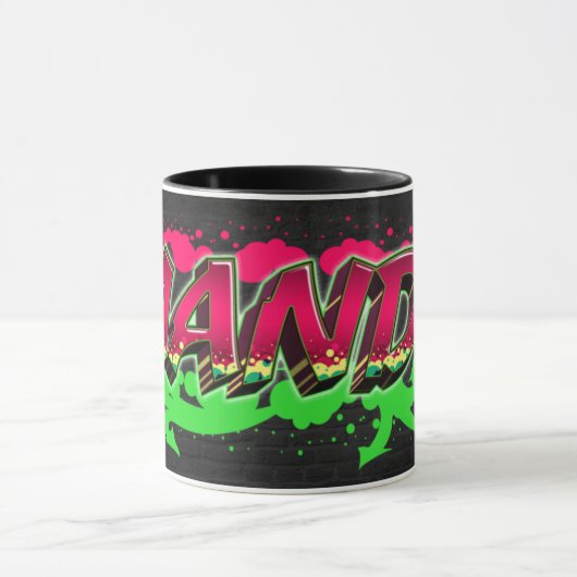 Mandy Vorname Name Graffiti red green Tasse マグカップ (中央)