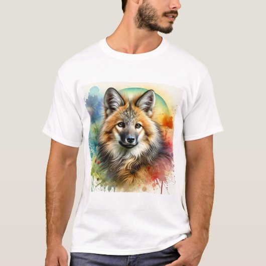 Maned Wolf 210624AREF112 - Watercolor Tシャツ (正面)