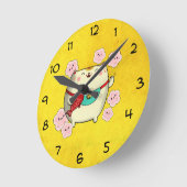 Manekiかわいい円形のNeko猫 ラウンド壁時計 (傾斜)