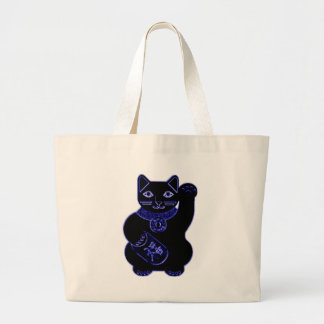 manekiのnekoの青のネオン ラージトートバッグ