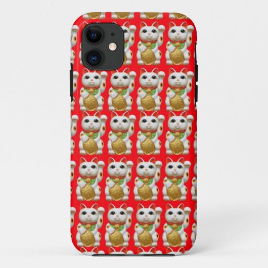 maneki-nekoの幸運な猫の日本の魅力の護符のwelc Case-Mate iPhoneケース (裏面)