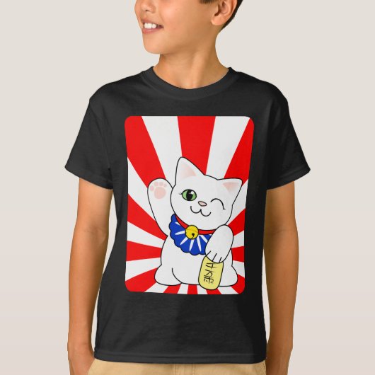 Maneki Nekoの幸運な猫 Tシャツ (正面)