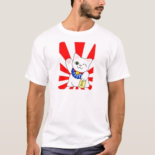 Maneki Nekoの幸運な猫 Tシャツ (正面)
