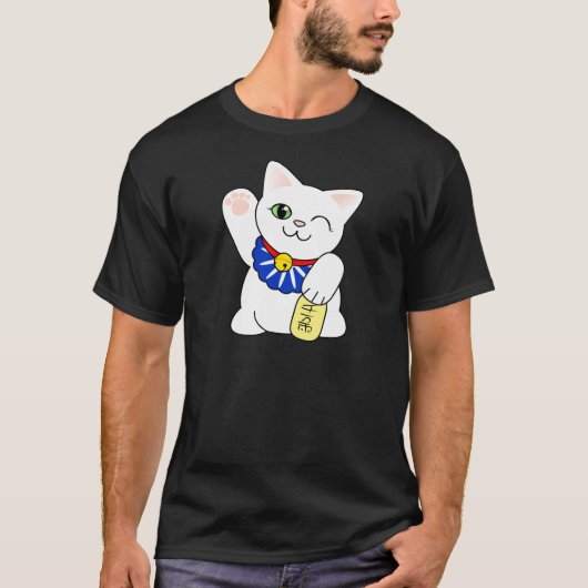 Maneki Nekoの幸運な猫 Tシャツ (正面)