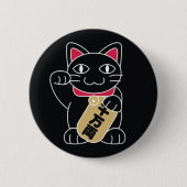 Maneki Nekoの黒 缶バッジ (正面)