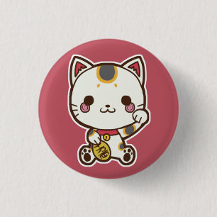 Maneki Neko (幸運な猫)ボタン 缶バッジ