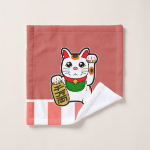 Maneki Neko: 日本ので幸運な猫 ウォッシュタオル