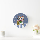 Maneki Neko: 日本ので幸運な猫 ラウンド壁時計 (ホーム)