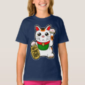 Maneki Neko: 日本ので幸運な猫 Tシャツ (正面)
