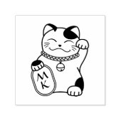 Maneki Neko Japanese Lucky Cat Monogram セルフインキングスタンプ (デザイン)
