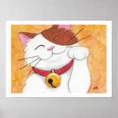 Maneki Neko Lucky Calico Cat Art Print ポスター (正面)