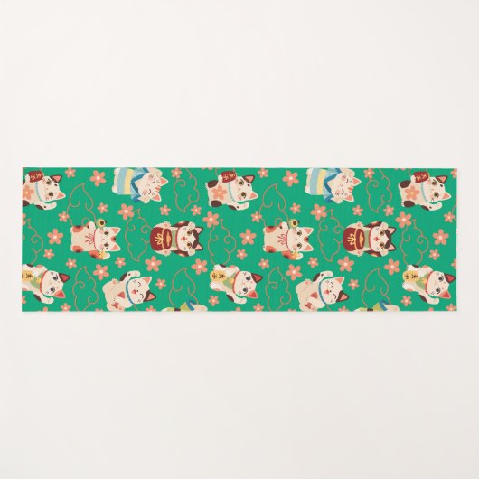 Maneki Neko Lucky Cats ヨガマット (正面(横))