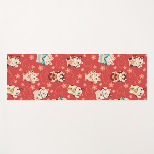 Maneki Neko Lucky Cats ヨガマット (正面(横))