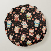 Maneki Neko Lucky Cats ラウンドクッション (裏面)