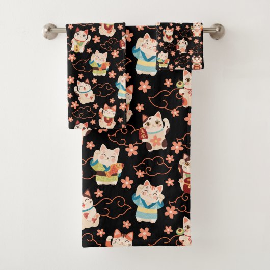 Maneki Neko Lucky Cats Bath Towel Set バスタオルセット (インサイチュ)