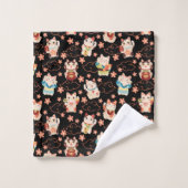 Maneki Neko Lucky Cats Bath Towel Set バスタオルセット (ウォッシュタオル)
