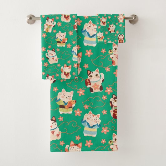Maneki Neko Lucky Cats Bath Towel Set バスタオルセット (インサイチュ)