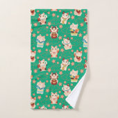 Maneki Neko Lucky Cats Bath Towel Set バスタオルセット (ハンドタオル)