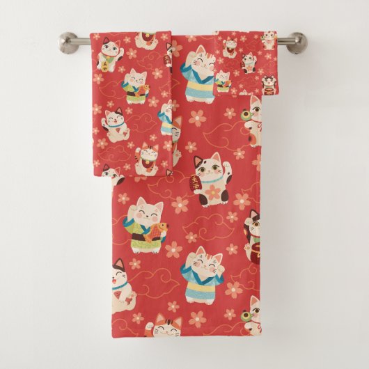 Maneki Neko Lucky Cats Bath Towel Set バスタオルセット (インサイチュ)