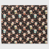 Maneki Neko Lucky Cats Pattern ラッピングペーパー (フラット)