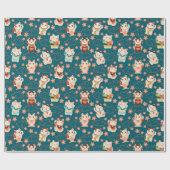 Maneki Neko Lucky Cats Pattern ラッピングペーパー (フラット)