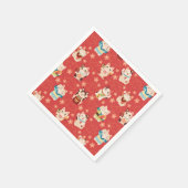 Maneki Neko Lucky Cats Personalized  スタンダードカクテルナプキン (角)