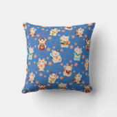 Maneki Neko Lucky Cats Throw Pillow クッション (裏面)