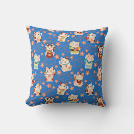 Maneki Neko Lucky Cats Throw Pillow クッション