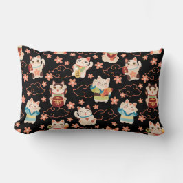 Maneki Neko Lucky Cats Throw Pillow ランバークッション