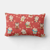 Maneki Neko Lucky Cats Throw Pillow ランバークッション (裏面)