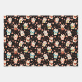 Maneki Neko Lucky Cats Wrapping Paper Set ラッピングペーパーシート (正面2)