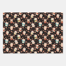 Maneki Neko Lucky Cats Wrapping Paper Set ラッピングペーパーシート