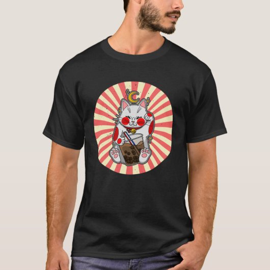 Maneki Neko Waving Japan Feng Shui Bubble Drink  1 Tシャツ (正面)