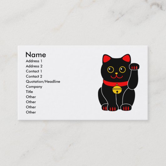 Manekineko幸運な猫(猫を招いている) 名刺 (正面)