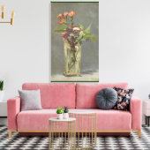 Manetによるクリスタルの花瓶のカーネーションとクレマティス キャンバスプリント (インサイチュ (リビング))