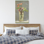 Manetによるクリスタルの花瓶のカーネーションとクレマティス キャンバスプリント (インサイチュ (寝室))