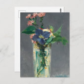 Manetによるクリスタルの花瓶のカーネーションとクレマティス ポストカード (正面/裏面)