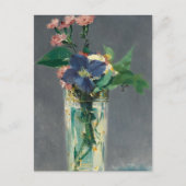 Manetによるクリスタルの花瓶のカーネーションとクレマティス ポストカード (正面)