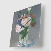 Manet |は水晶つぼ、c.1882で開花します スクエア壁時計 (傾斜)