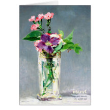 Manet Carnationsとクレマティスフローラグリーティングカード