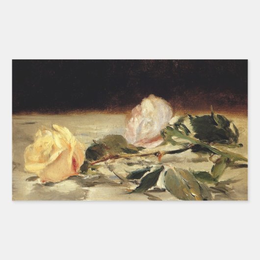 Manet: Tablelothアートワーク上の2つのバラ 長方形シール (正面)