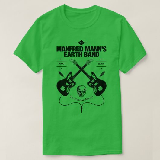 Manfred Manns Earth Bandzギターヴィンテージロゴ Tシャツ (デザイン正面)