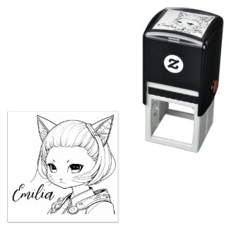 Manga Catgirl セルフインキングスタンプ