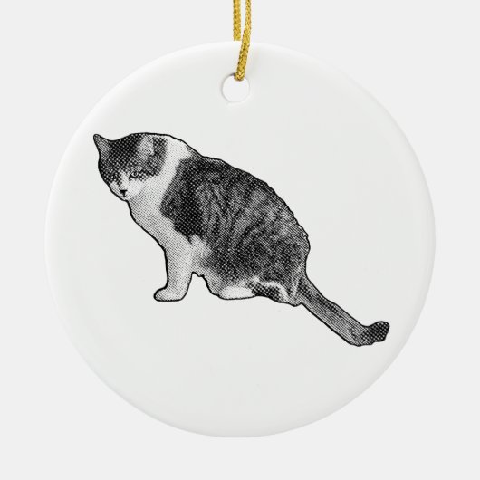 Manga Dot Cat Ornament Brightens Festive Decor セラミックオーナメント (正面)