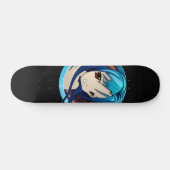  Manga girl, teal hair, brown eyes, teal frame スケートボード (横)