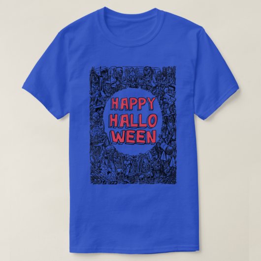 Manga Happy Halloween Ghost Ghoul Witch Tシャツ (デザイン正面)