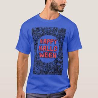 Manga Happy Halloween Ghost Ghoul Witch Tシャツ