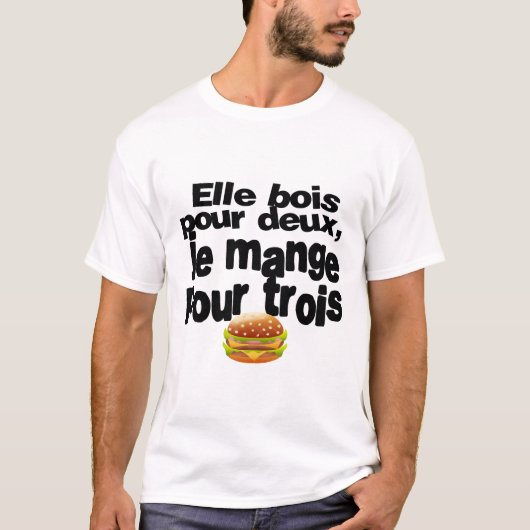 mange trois deux humour citation hamburger drole s tシャツ (正面)