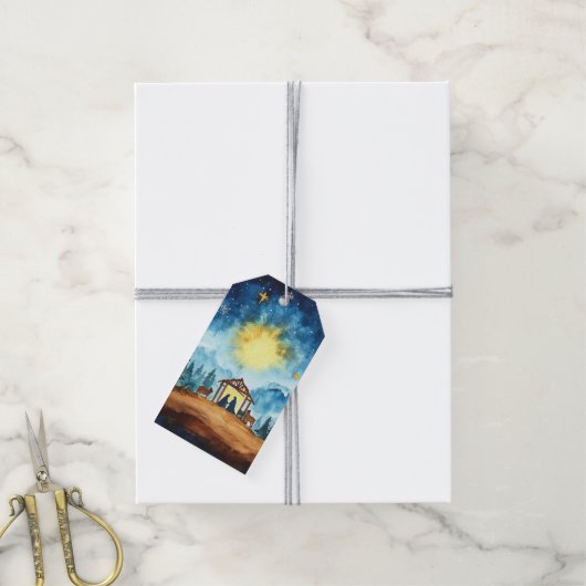 Mangerの平和的出生 ギフトタグ (より糸付き)