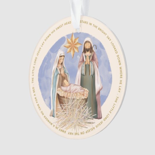 Manger遠くに歌詞出生金ゴールド文字クリーム オーナメント (正面)